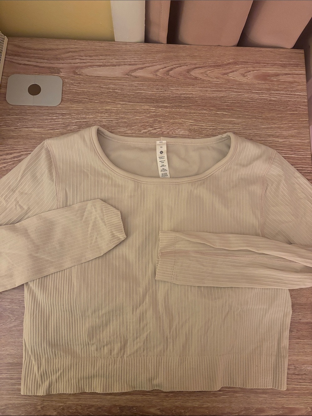 Lululemon Ebb to Street Long-Sleeve Cropped Workout Shirt Size 10 NWOT